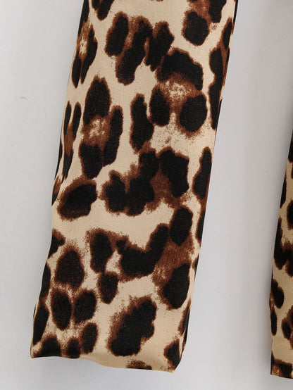 Women's leopard print suit jacket with belt