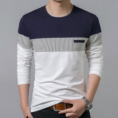 Vertical stripes long sleeve casual T-shirt