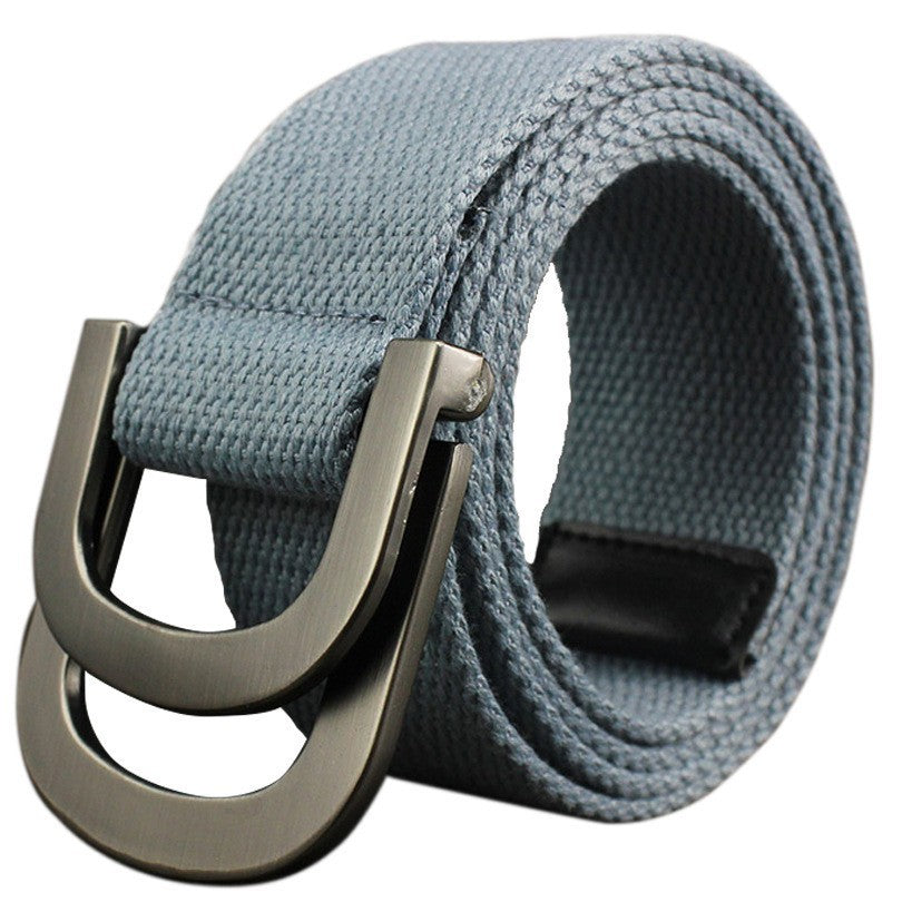 Double-loop buckle D canvas belt