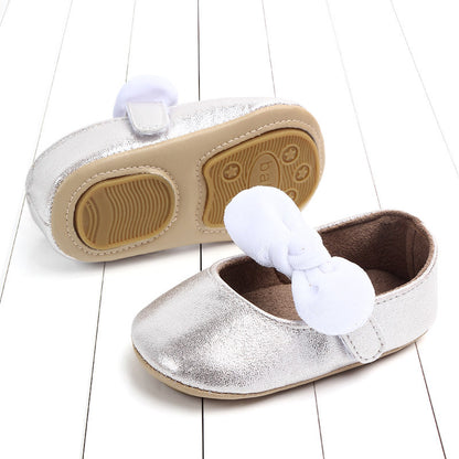 Spring bowknot rubber sole baby toddler shoes