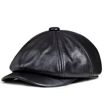 Dome Top Layer Cowhide Octagonal Hat Men