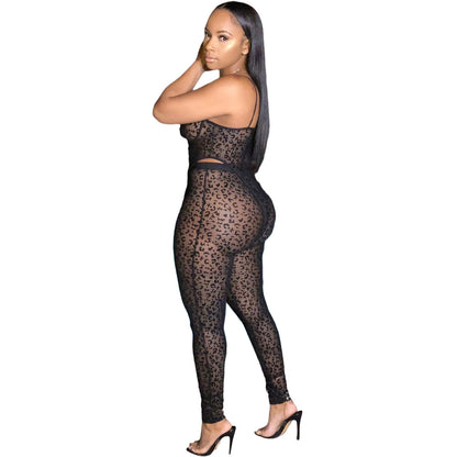 2-piece mesh see-through sexy jumpsuit