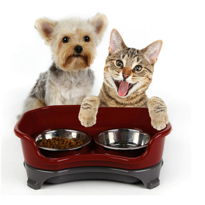 Dog bowl cat bowl pet cat double basin splash-proof neat dog cat rice bowl food bowl stainless steel bowl