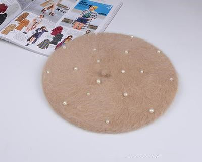 Pure rabbit hair pearl Beret