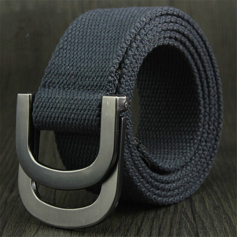 Double-loop buckle D canvas belt