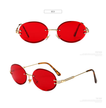 Frameless trimmed oval sunglasses