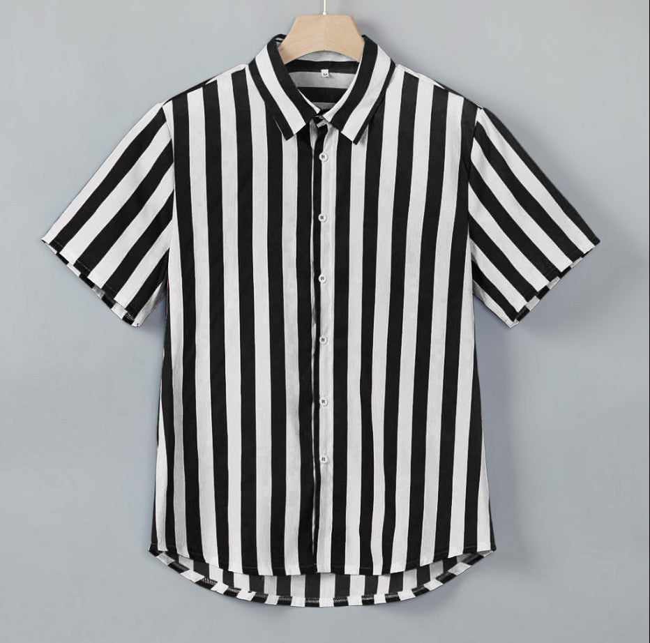 Striped casual men's shirt short sleeve