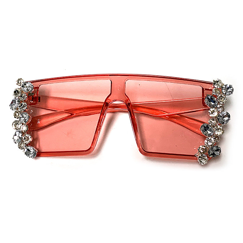 Large Square Frame Diamond Chain Diamond Sunglasses