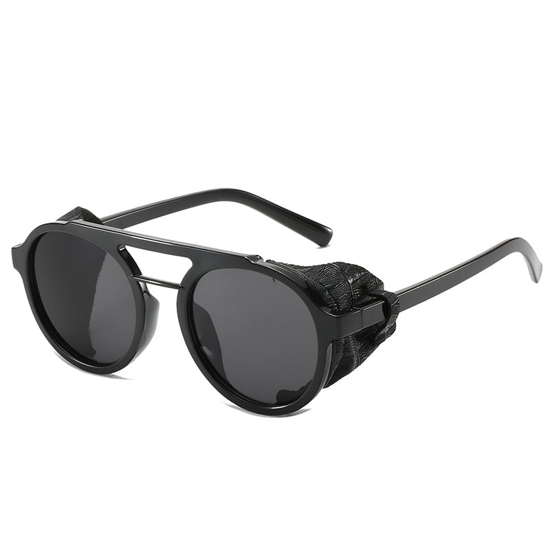 Retro round frame double beam sunglasses