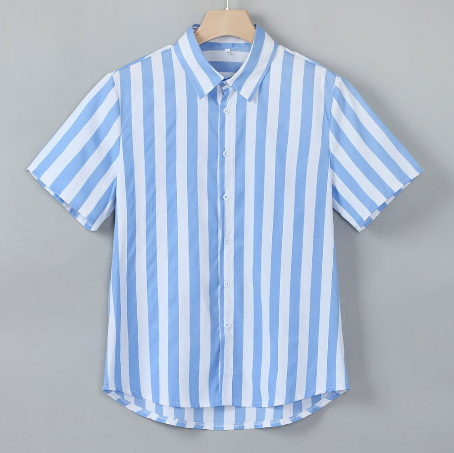 Striped casual men's shirt short sleeve