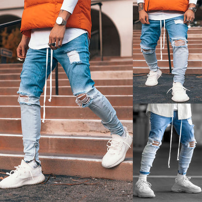 Men's pants with ripped zipper ankle