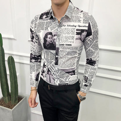 Men's long-sleeved floral shirt