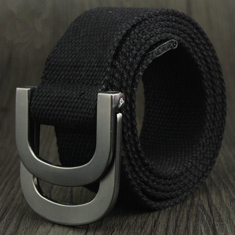 Double-loop buckle D canvas belt