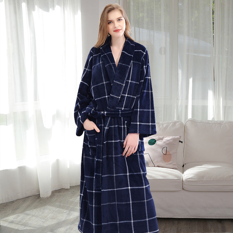 Flannel robe couple pajamas