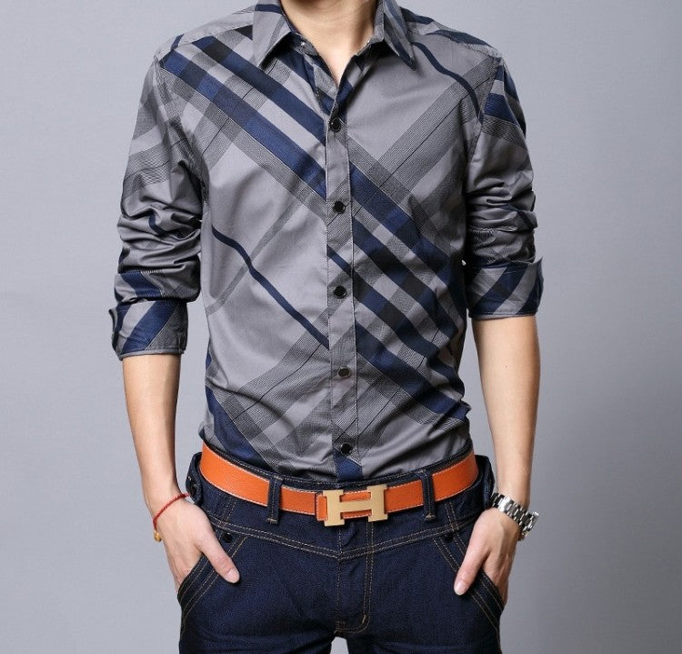 Men's striped shirt long sleeve thin shirt casual clothes