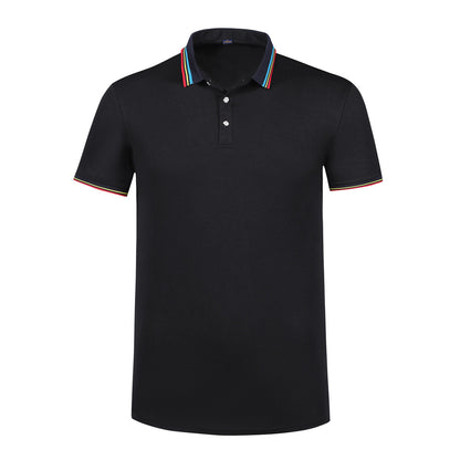 New Rainbow Striped POLO Lapel Short Sleeve Men