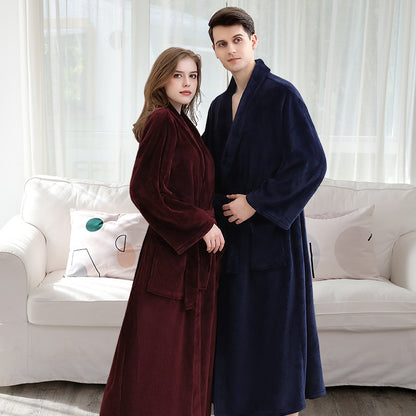 Flannel robe couple pajamas