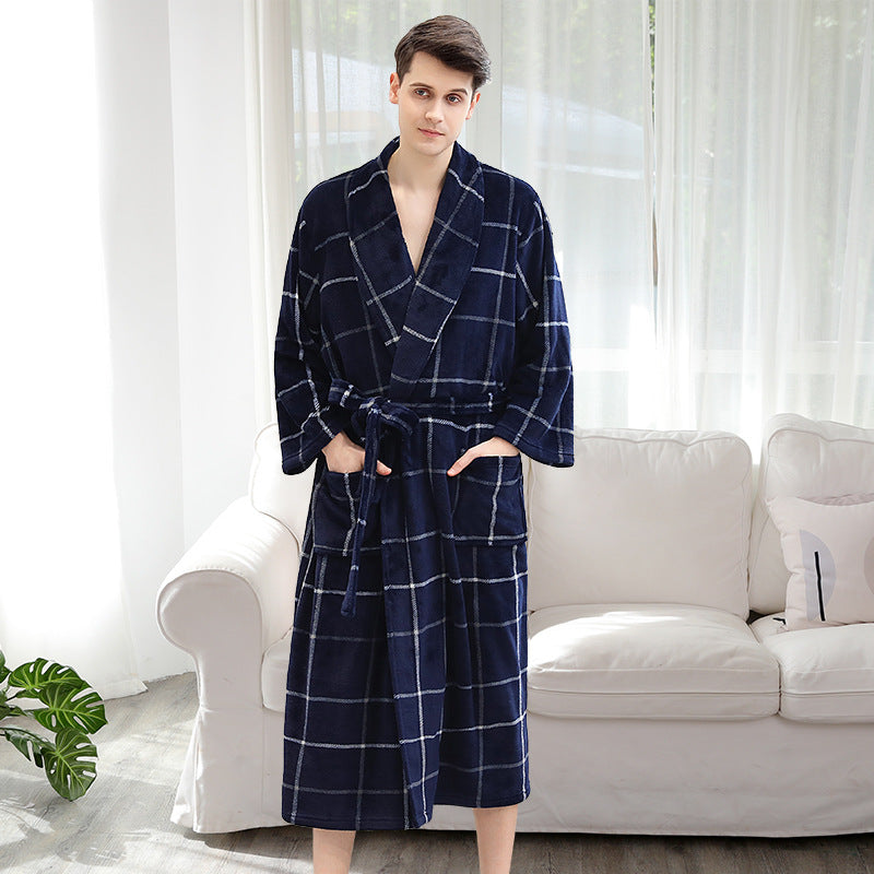 Flannel robe couple pajamas