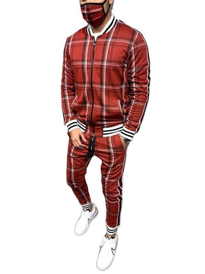 Trendy Fashion Men's Casual Striped Plaid Suit