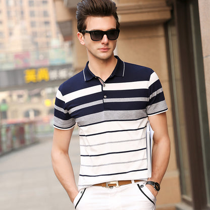 Lapel striped short sleeve