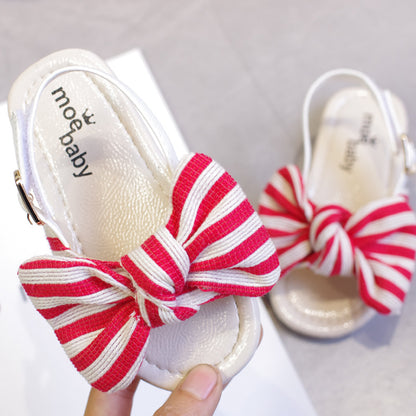 Fashion Striped Princess Bow Small Comfortable Soft Bottom Metal