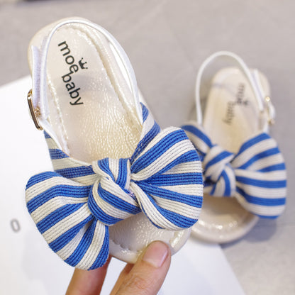 Fashion Striped Princess Bow Small Comfortable Soft Bottom Metal