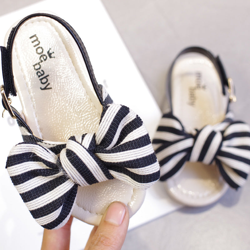 Fashion Striped Princess Bow Small Comfortable Soft Bottom Metal