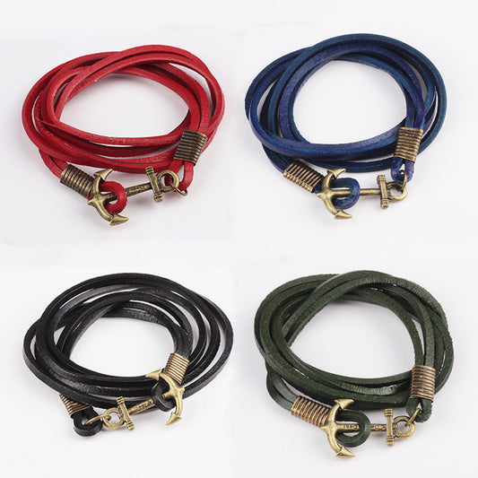 Fashion All-Match Simple Leather Anchor Bracelet
