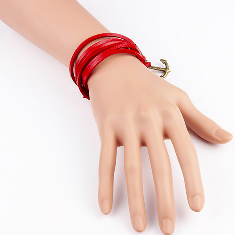 Fashion All-Match Simple Leather Anchor Bracelet