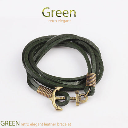 Fashion All-Match Simple Leather Anchor Bracelet