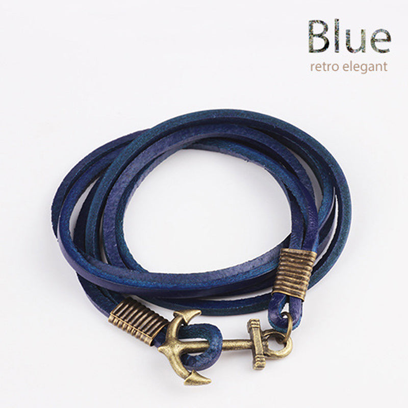 Fashion All-Match Simple Leather Anchor Bracelet