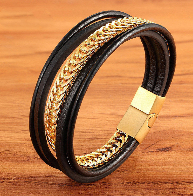 Men's Leather Bracelet Simple And Versatile Punk Bracelet For Men