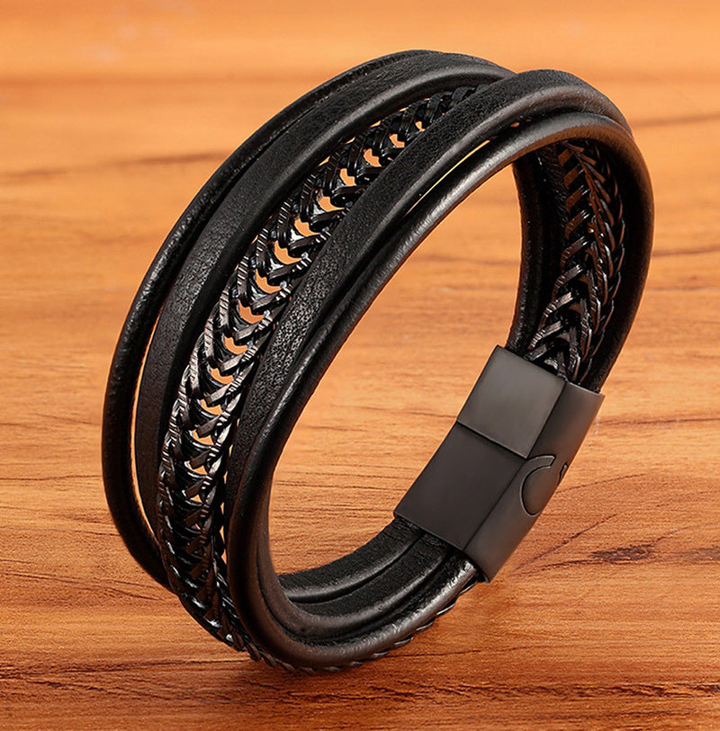 Men's Leather Bracelet Simple And Versatile Punk Bracelet For Men