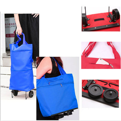 Hand bag shopping cart, folding towing bag retractable