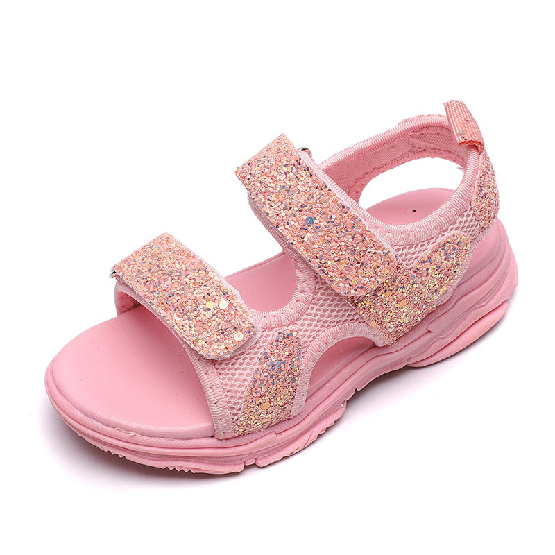 Non-Slip Beach Shoes Female Treasure Sequined Soft Sole Baby Princess Shoes