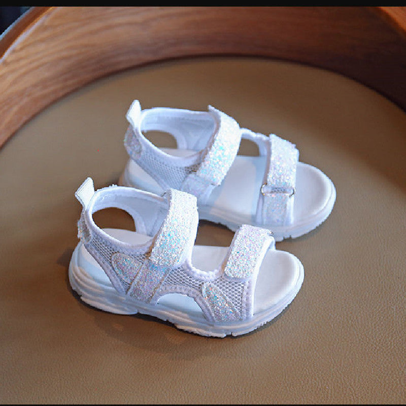 Non-Slip Beach Shoes Female Treasure Sequined Soft Sole Baby Princess Shoes