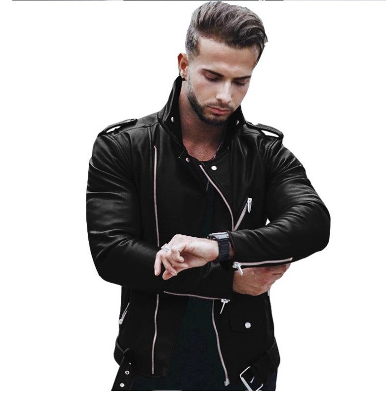 Men's Leather Plus Size Fashion Slim Leather Jacket