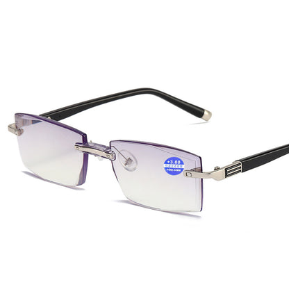 Diamond Cut Edge Anti-Blue Light Resin Glasses Frameless