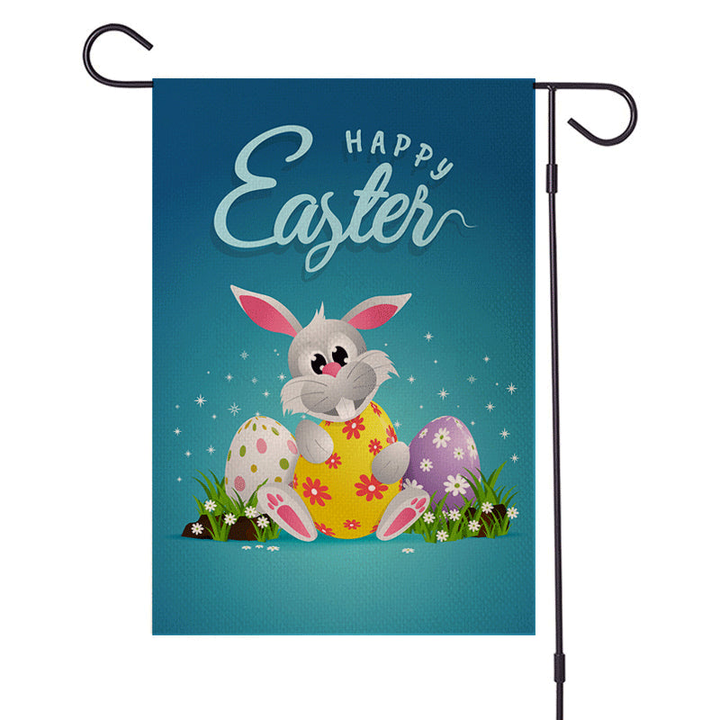 Spring Easter Burlap Garden Flag