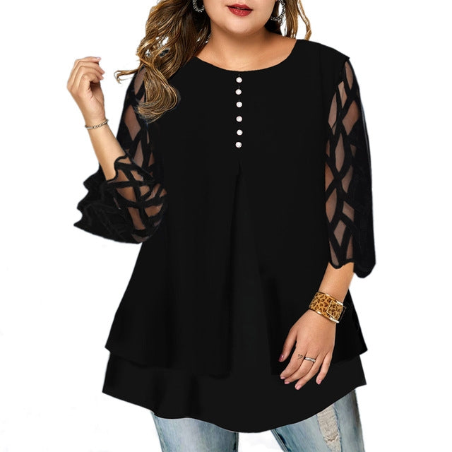 Plus Size Blouse Casual Women Tops Blouses Ruffled Shirts