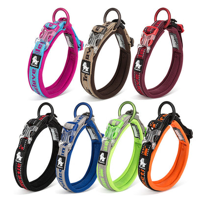 Foreign Trade Pet Dog Collar Traction Adjustable Reflective Soft Diving Fabric