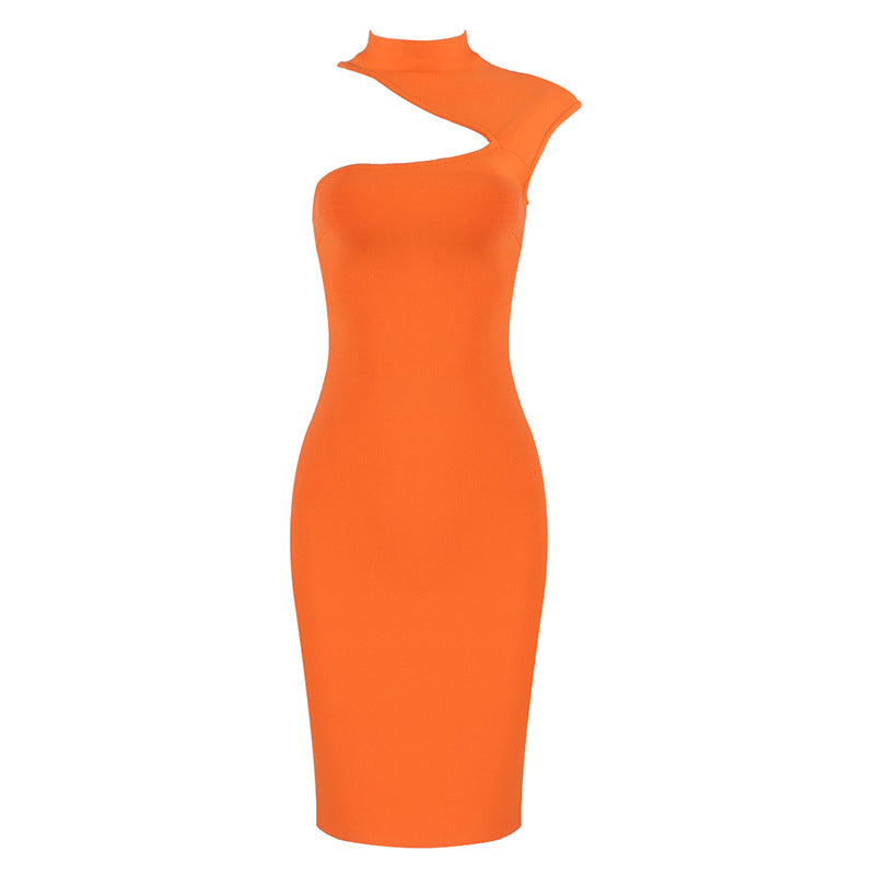 Stand-Up Collar Sleeveless Slim-Fit Bandage Dress