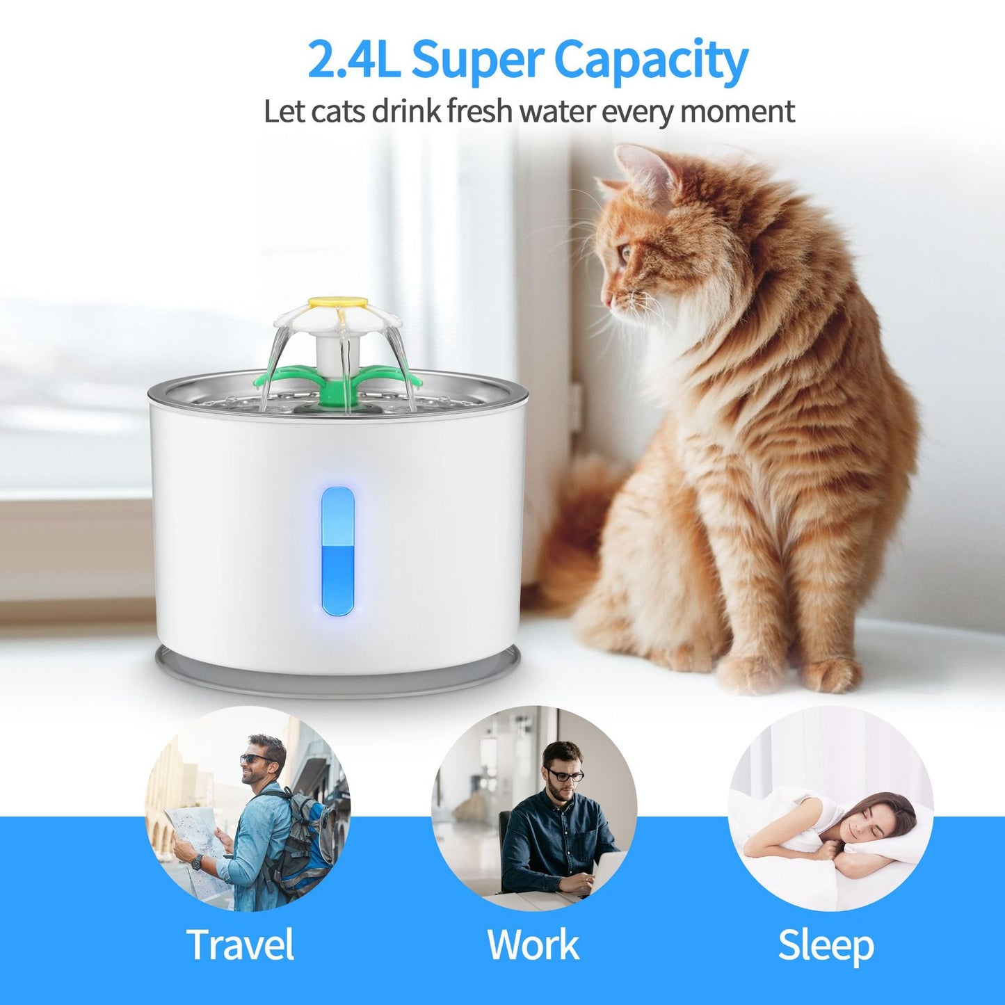 Stainless Steel Pet Water Dispenser For Cats And Dogs