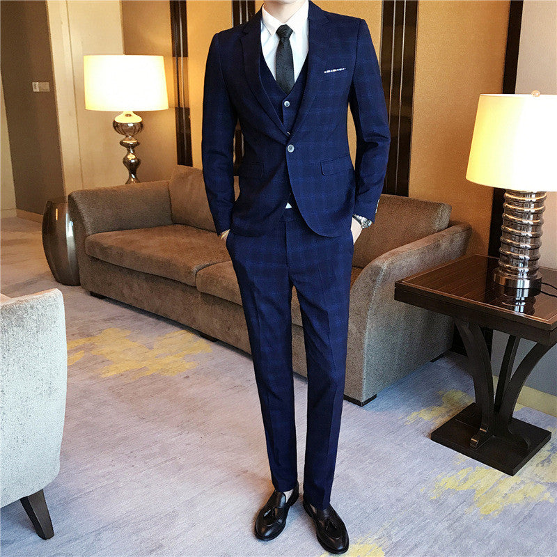 Slim-fit Fashion Suit Three-piece Men's Casual Suit