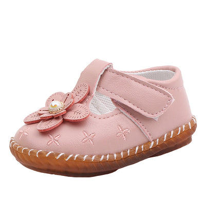 Children's Small Leather Shoes With Tendon Sole