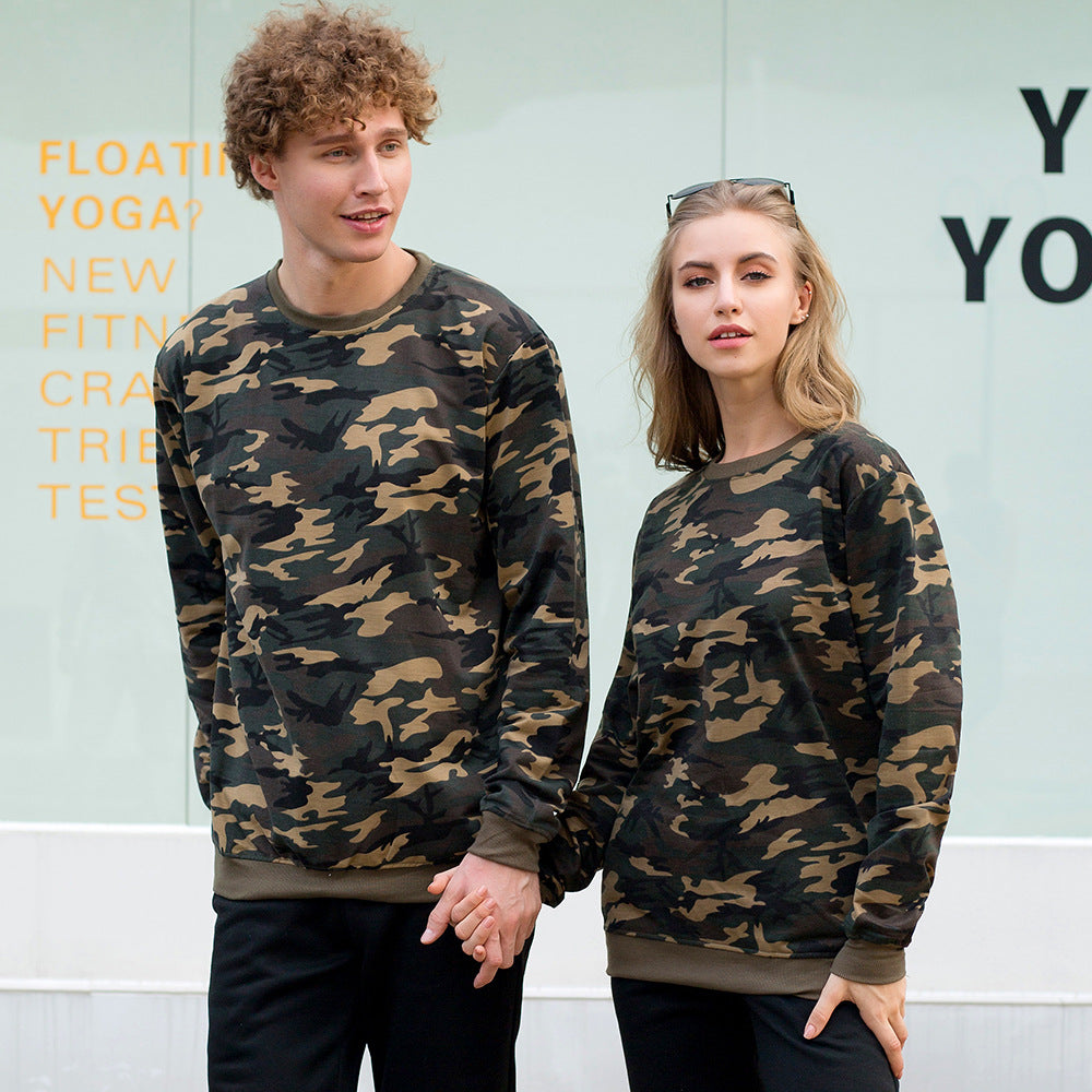 Military Camouflage Couple Round Neck Sweater