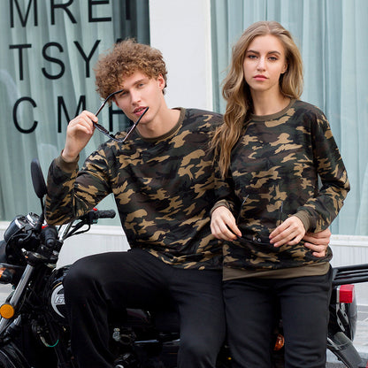 Military Camouflage Couple Round Neck Sweater