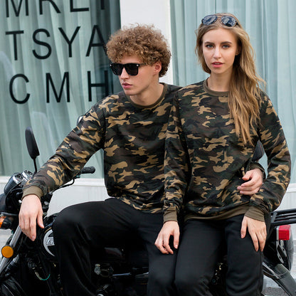 Military Camouflage Couple Round Neck Sweater