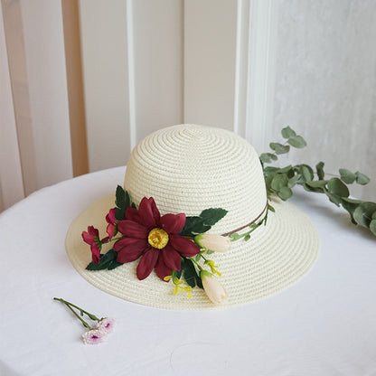 Big Flower Straw Hat Female Sun Hat Summer Hat Fashion Big Brim Sun Hat Outdoor Sunscreen Basin Hat