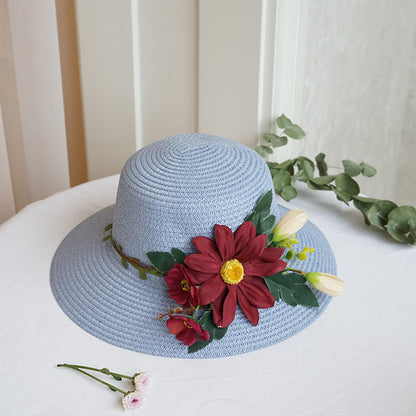 Big Flower Straw Hat Female Sun Hat Summer Hat Fashion Big Brim Sun Hat Outdoor Sunscreen Basin Hat